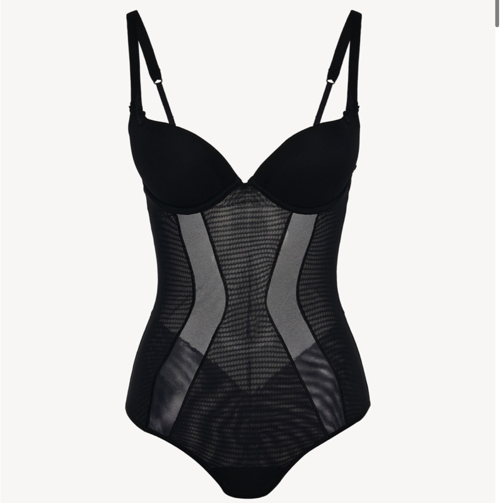 La Perla Maison contouring Bodysuit in black stretch tulle